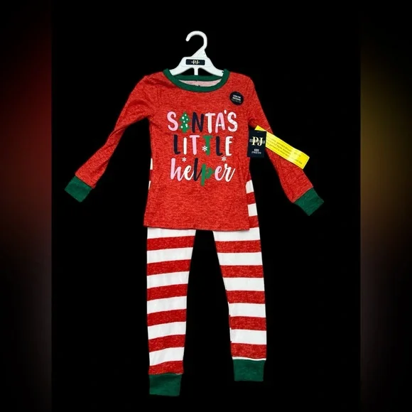 NWT Pj Essentials Kids Boys Girls Christmas Pajamas Soft 5 5T 2 Piece Set Santa - Picture 1 of 5